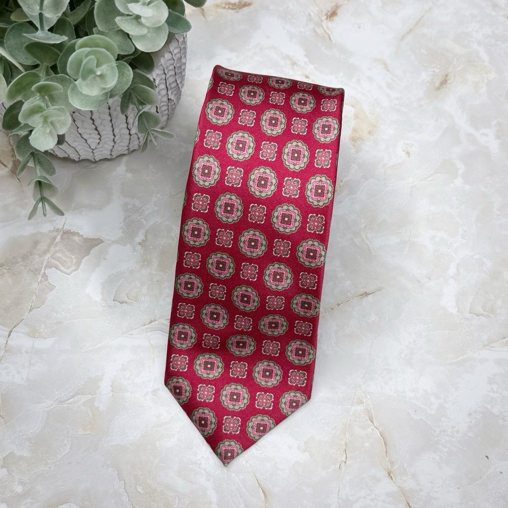 NWOT Bonobos Men's Silk Tie Geometric Pink Green 3" - 59" Business‎ casual Work